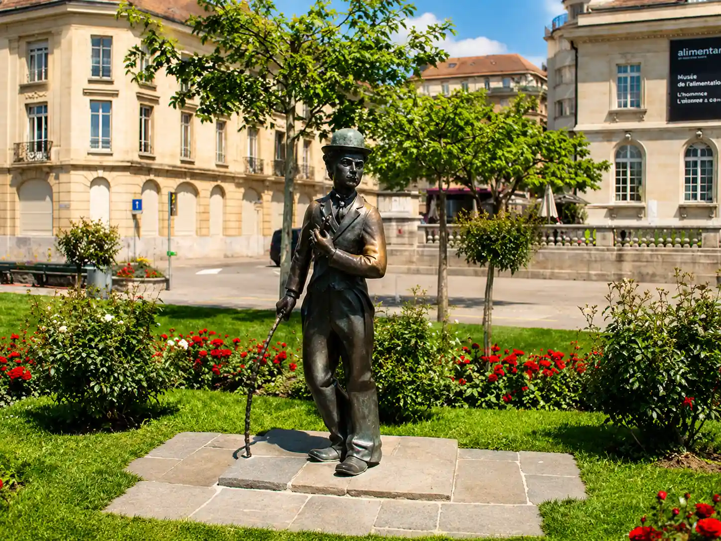 Chaplin-inspired image used in the Lake Geneva tour