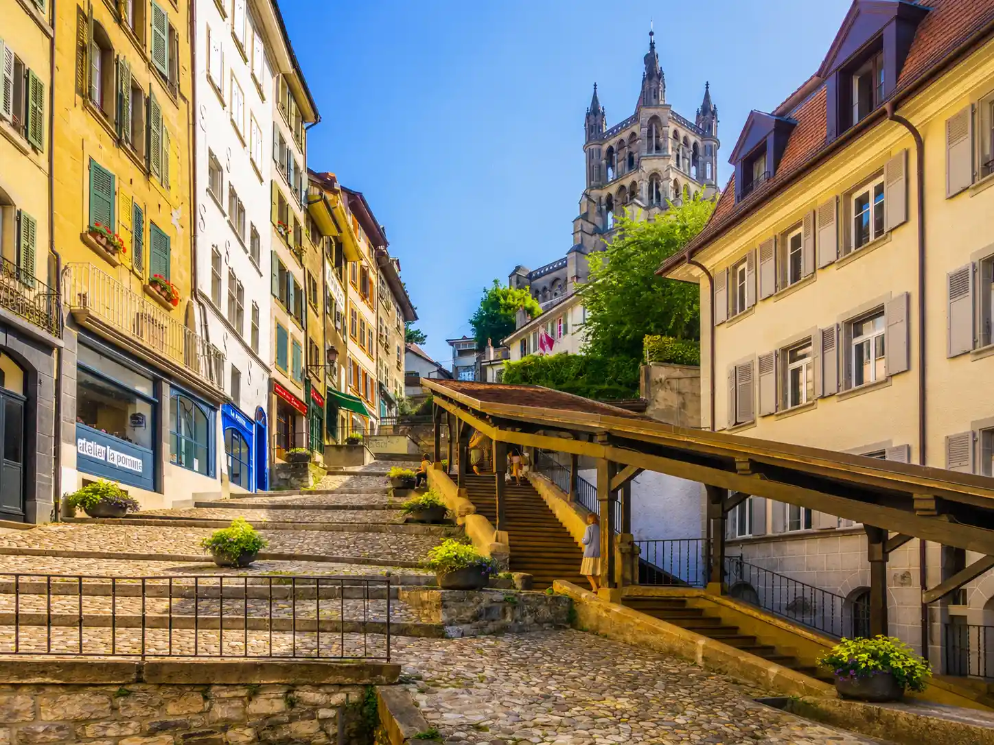 Lausanne stairs and city visuals